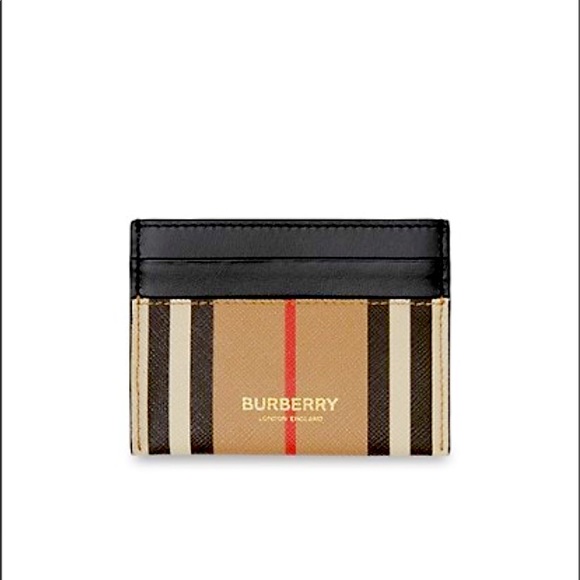 Brand new without tags Burberry Stripe E-Canvas & Leather Card Case